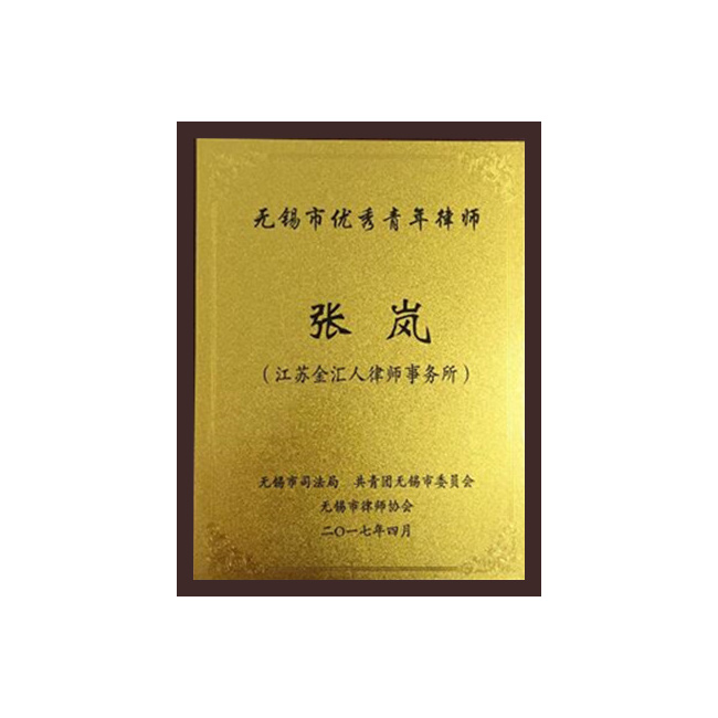 无锡市优秀青年律师（张岚）